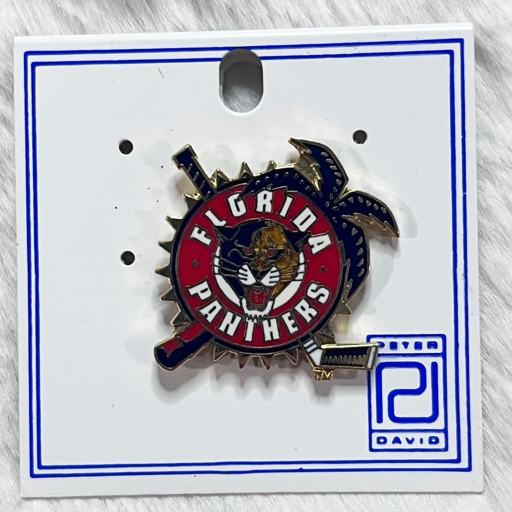 🔮 5/$25 Vintage NHL Florida Panthers Palm Tree Hockey Stick Pin